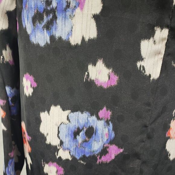 Topshop Shift Dress Women 6 Floral Black Blue Pink High Low Tunic Long Sleeve - Picture 6 of 10